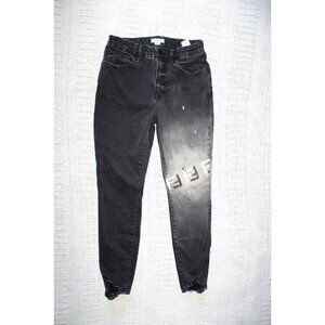 Good American Black Jeans Painted Denim Size 29 Graphic Distressed Gothic art
